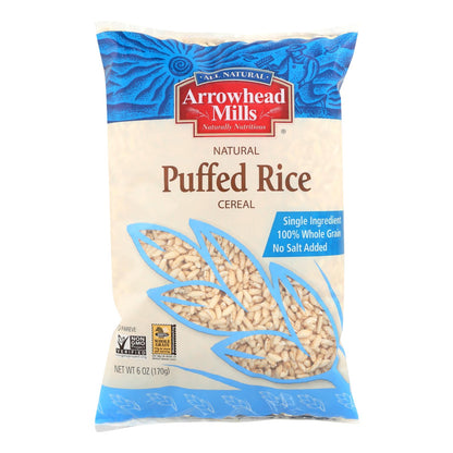 Arrowhead Mills - Cereal de arroz inflado totalmente natural - Caja de 12 - 6 oz.