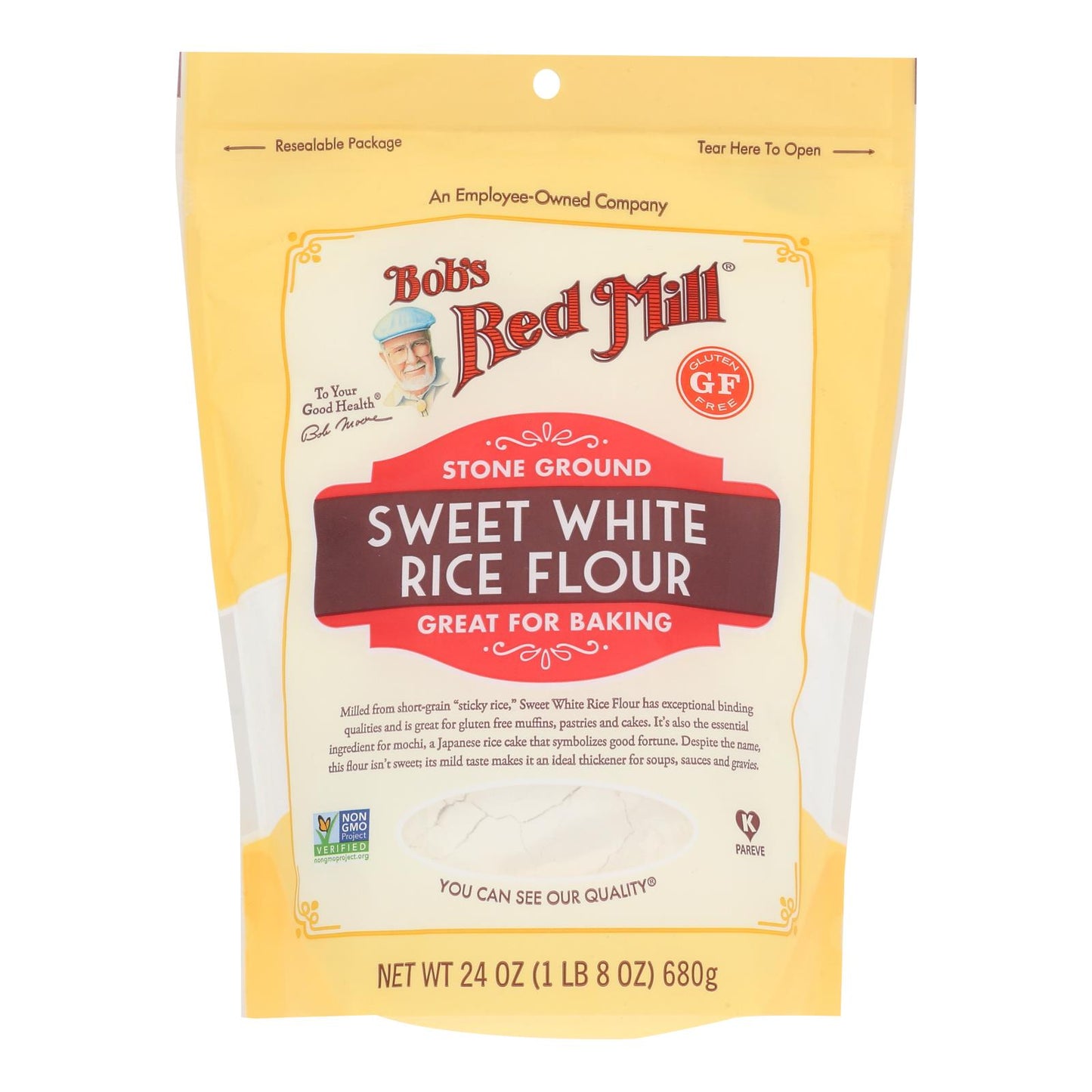 Bob's Red Mill - Harina de arroz blanca dulce sin gluten - Caja de 4 - 24 oz