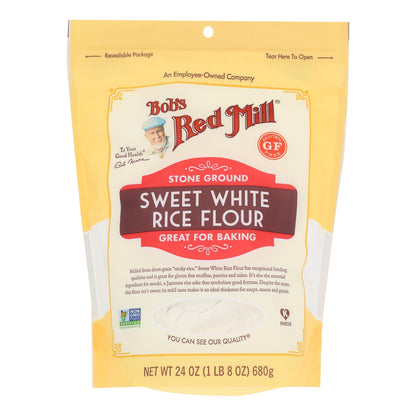 Bob's Red Mill - Harina de arroz blanca dulce sin gluten - Caja de 4 - 24 oz