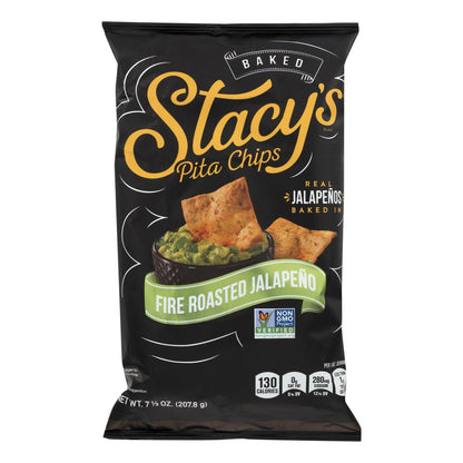 Chips de pita de Stacy, chips de pita con jalapeño asado al fuego, jalapeño asado, caja de 12, 7,33 oz.