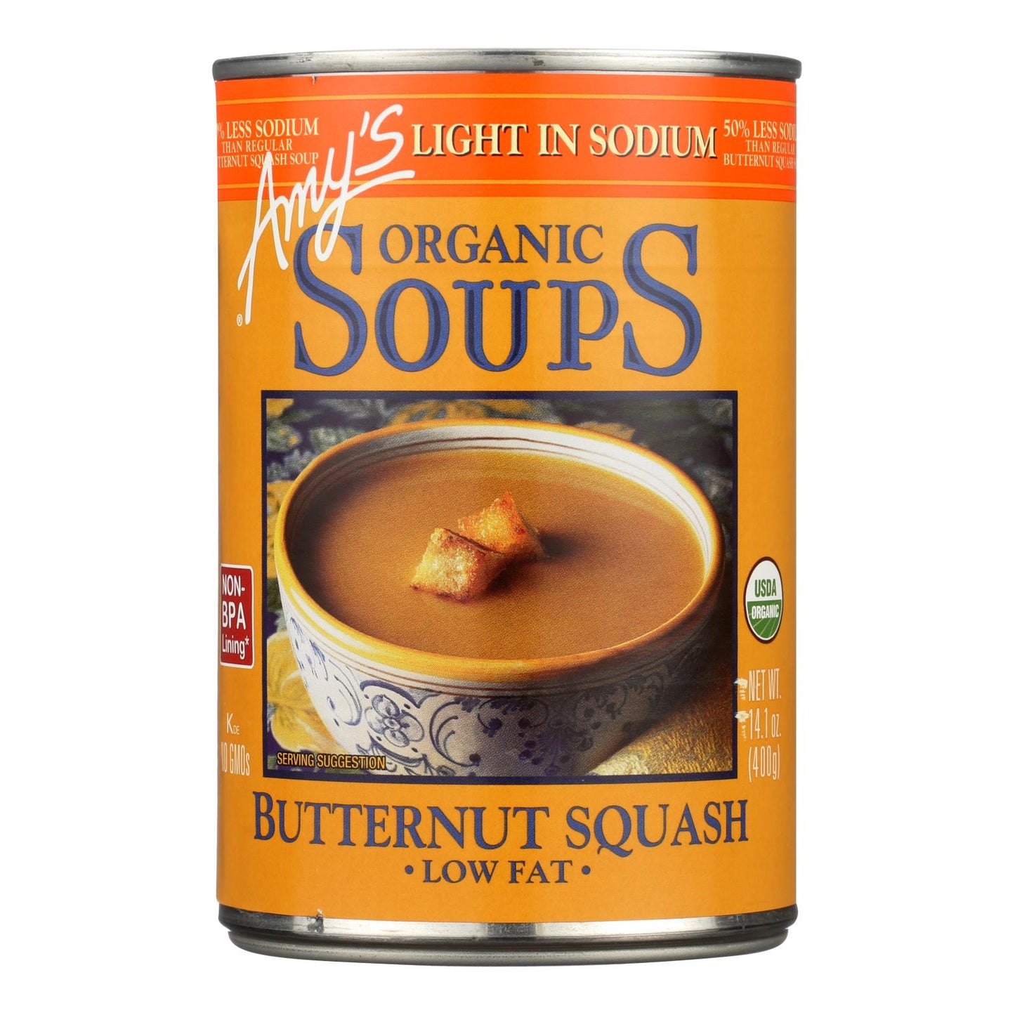 Sopa de calabaza orgánica baja en sodio de Amy's - Caja de 12 - 14,1 oz