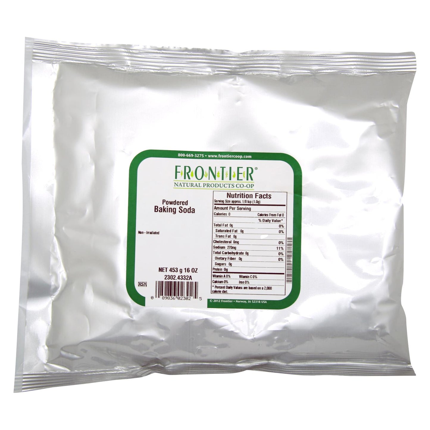 Polvo de bicarbonato de sodio Frontier Herb - Artículo a granel individual - 1 lb