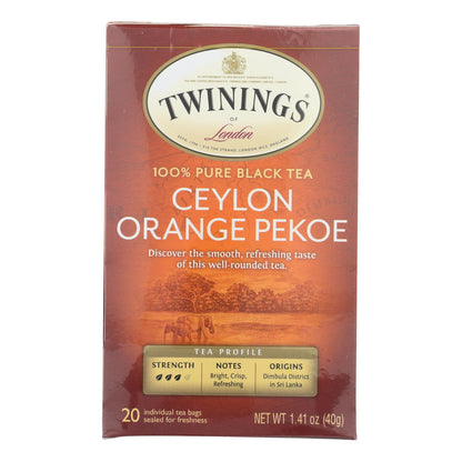 Twinings Tea Black Tea - Ceylon Orange Pekoe - Case Of 6 - 20 Bags