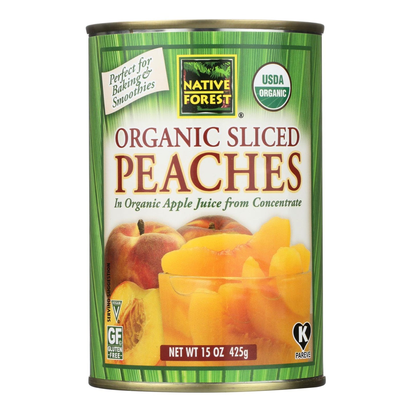 Melocotones orgánicos en rodajas de bosque nativo - Caja de 6 - 15 oz.