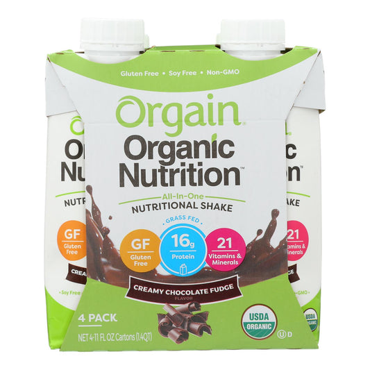 Orgain Organic Nutrition Shake - Chocolate Fudge - 11 Fl Oz - Case Of 12