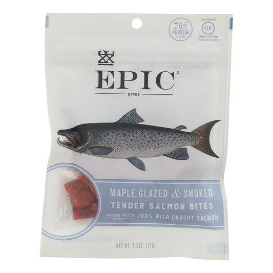 Epic - Jerky Bites - Salmón, arce y eneldo - Caja de 8 - 2,5 oz.