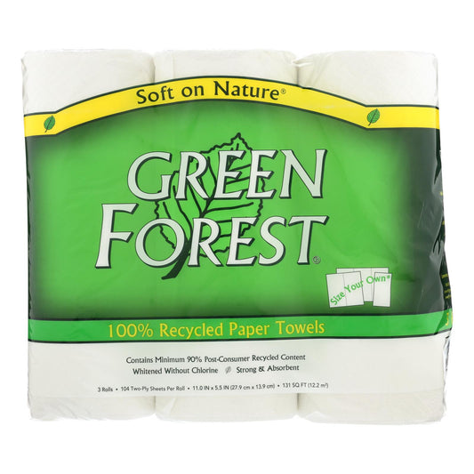Toallas de papel premium Green Forest, color blanco, caja de 10, 3 rollos