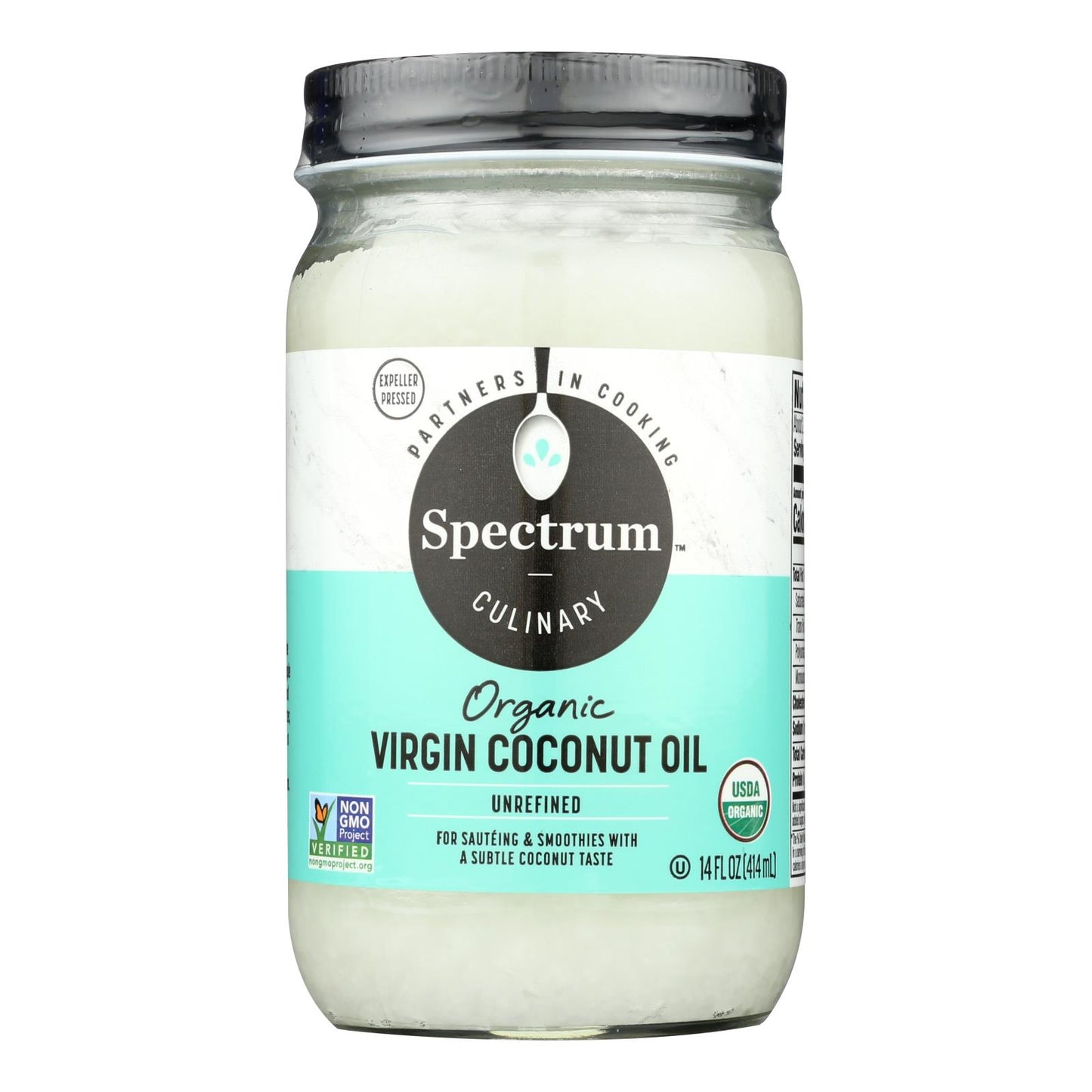 Aceite de coco orgánico sin refinar Spectrum Naturals - Caja de 12 - 14 fl oz.