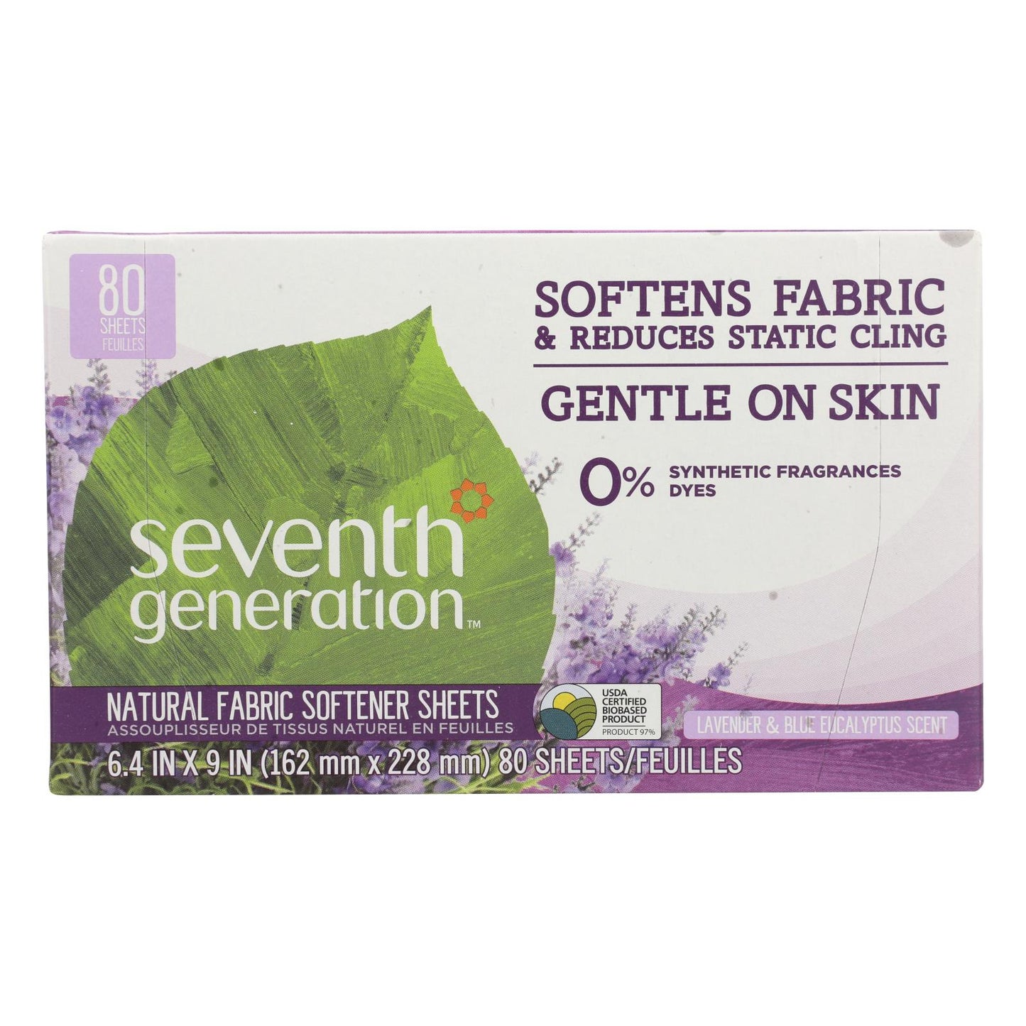 Seventh Generation - Fabric Softener Sheets Eucalyptus & Lavender - Case Of 4-80 Ct