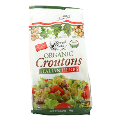 Crutones orgánicos Edward And Sons - Hierbas italianas - Caja de 6 - 5,25 oz.