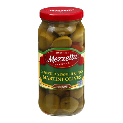 Aceitunas Martini Reina Española Importadas Mezzetta en Vermut Seco - Caja de 6 - 10 Oz.