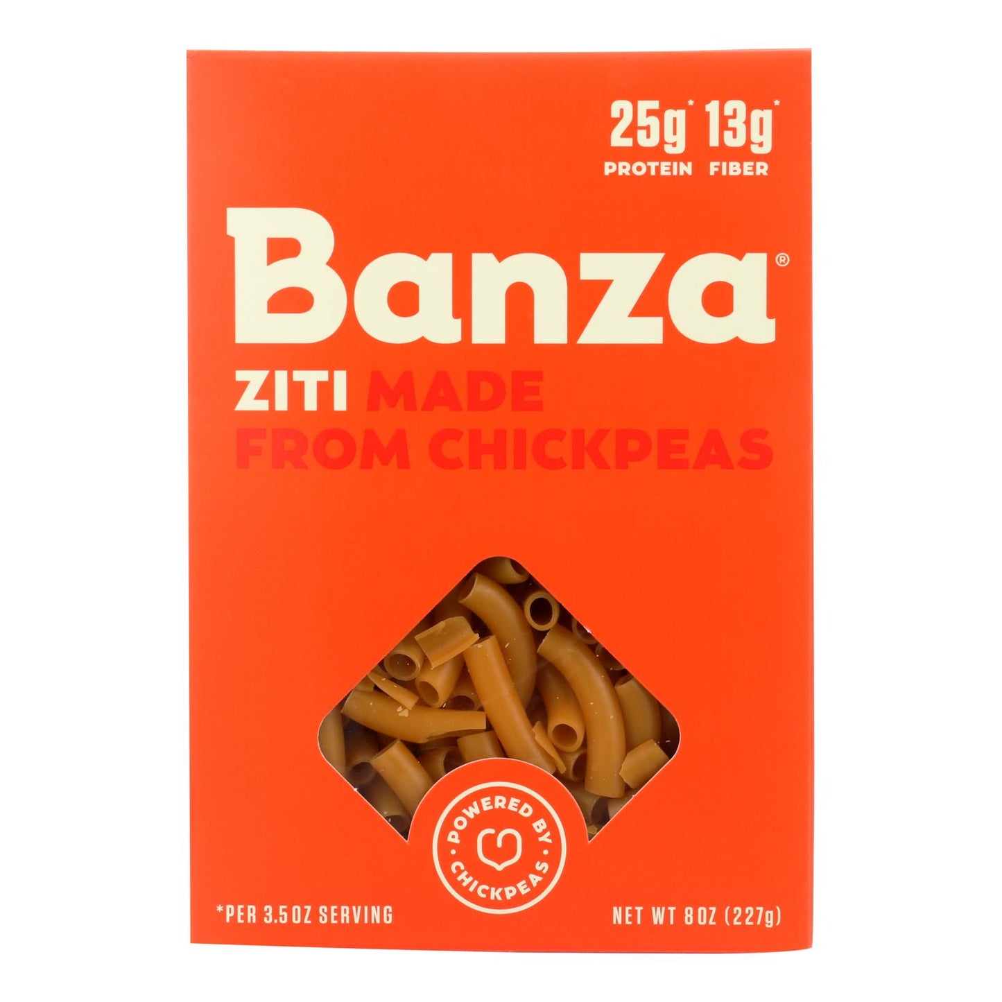 Pasta de garbanzos Banza Ziti - Caja de 6 - 8 Oz