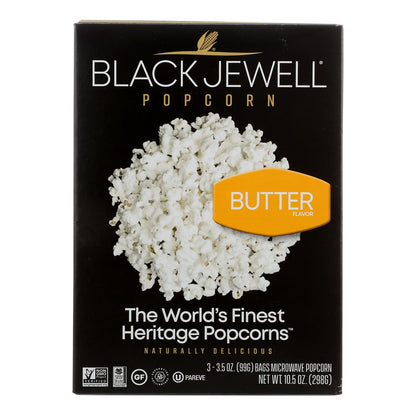 Black Jewell Microwave Popcorn - Butter - Case Of 6 - 3-3.5 Oz. Bags Each - 10.5 Oz.