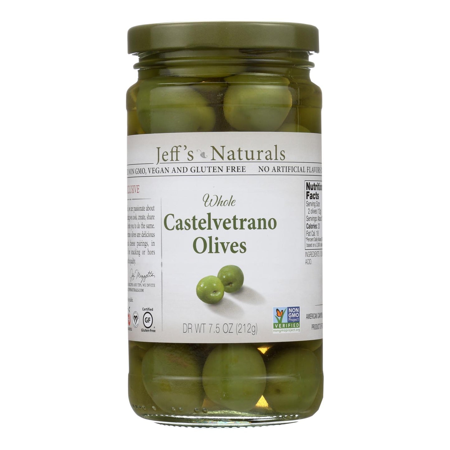 Jeff's Natural Jeff's 天然 Castelvetrano 橄榄 - Castelvetrano - 6 件 - 7.5 盎司。