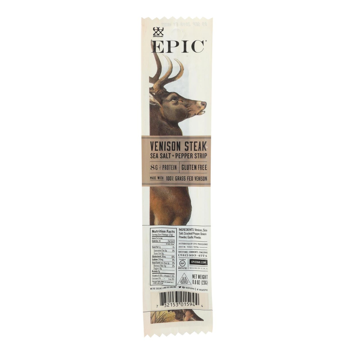 Epic - Tiras - Filete de venado - Caja de 20 - 0,8 oz