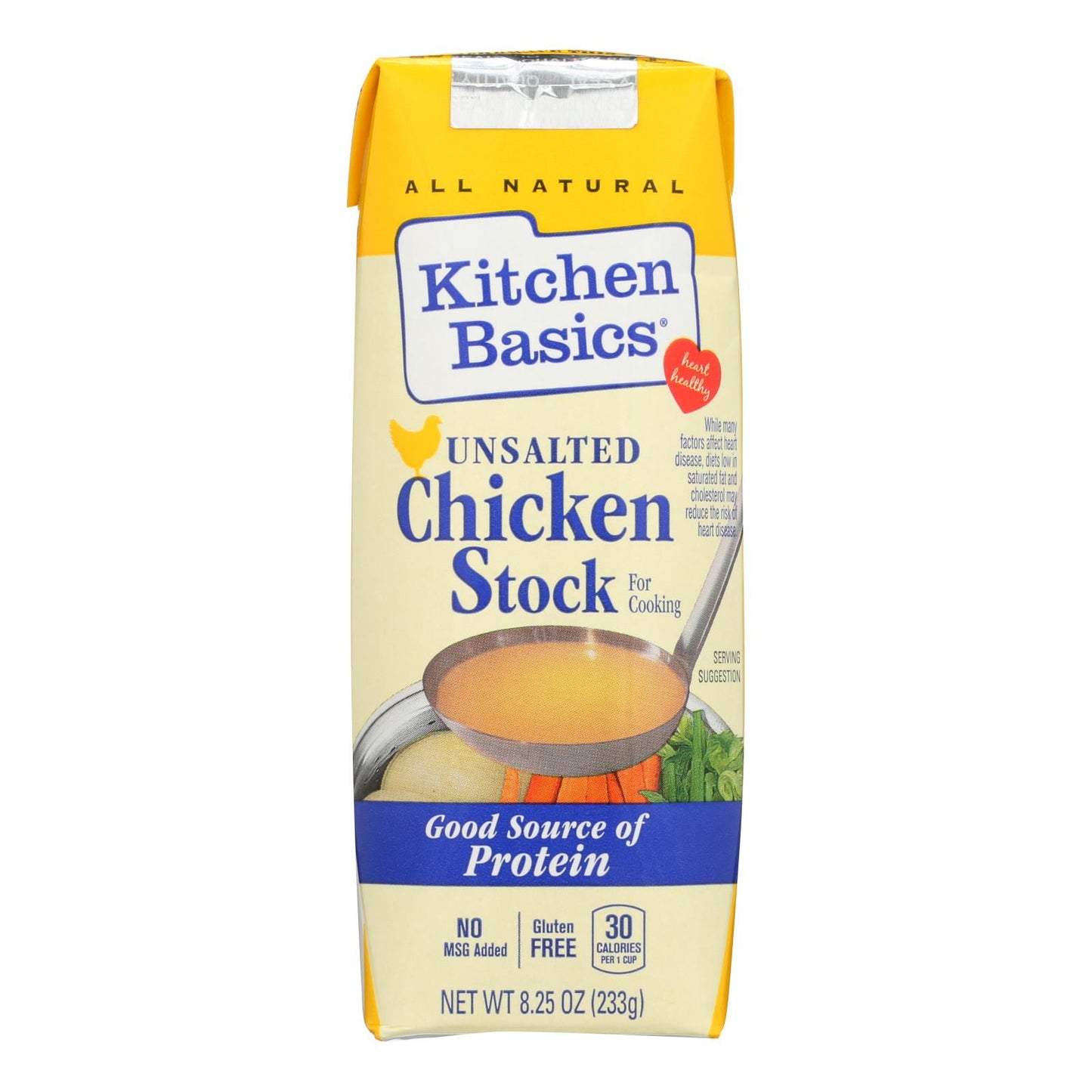 Caldo de pollo sin sal totalmente natural Kitchen Basics - Caja de 12 - 8,25 oz