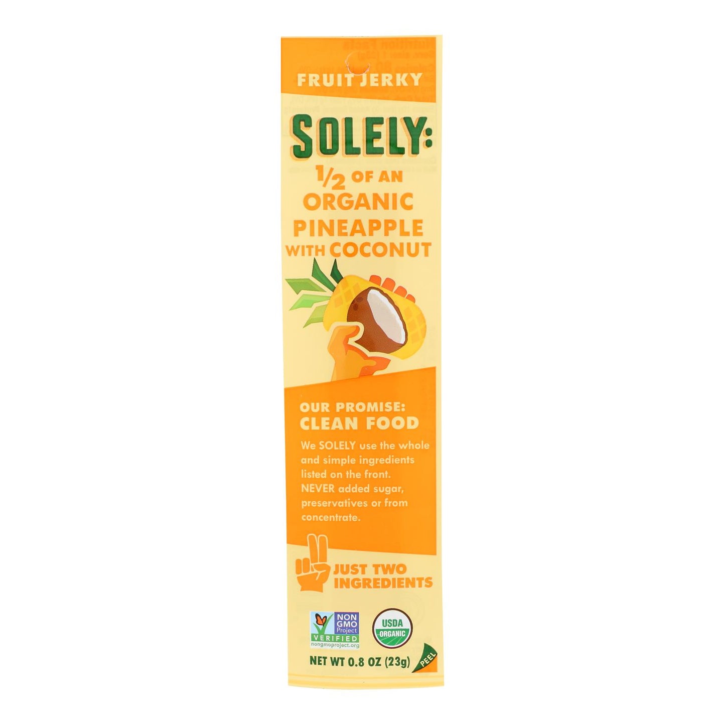 Solely Fruit - Cecina de frutas con piña y coco - Caja de 12 - 0,8 oz