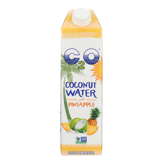 C2o - Agua de coco pura - Piña - Caja de 12 - 33,8 fl oz.