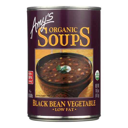 Sopa de frijoles negros orgánica y baja en grasas de Amy's - Caja de 12 - 14,5 oz