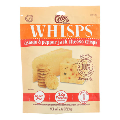 Cello - Whisps - Chips de queso Asiago y Pepper Jack - Caja de 12 - 2,12 oz.