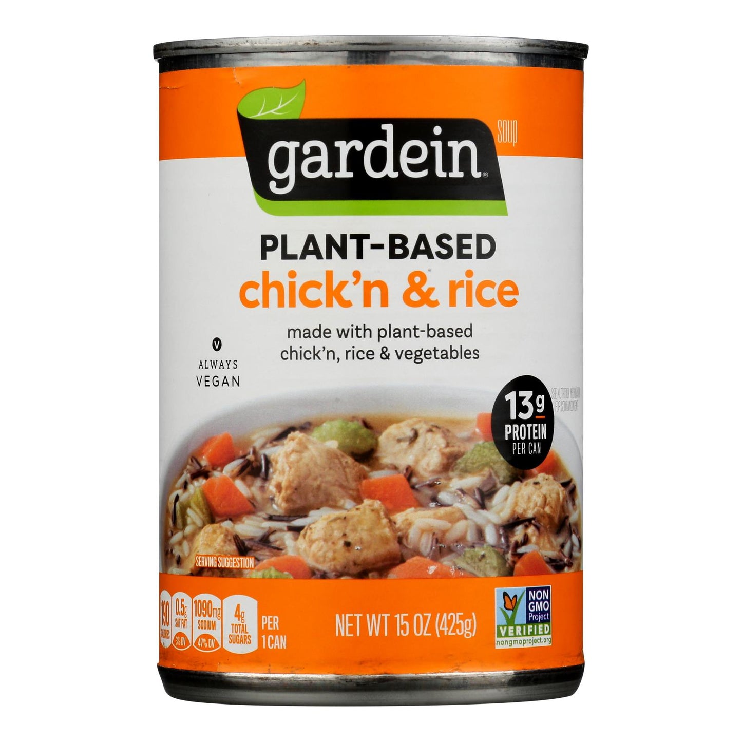 Gardein - Sopa de pollo y arroz a base de plantas - Caja de 12-15 oz