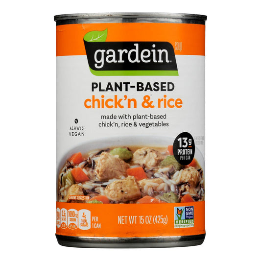 Gardein - Sopa de pollo y arroz a base de plantas - Caja de 12-15 oz