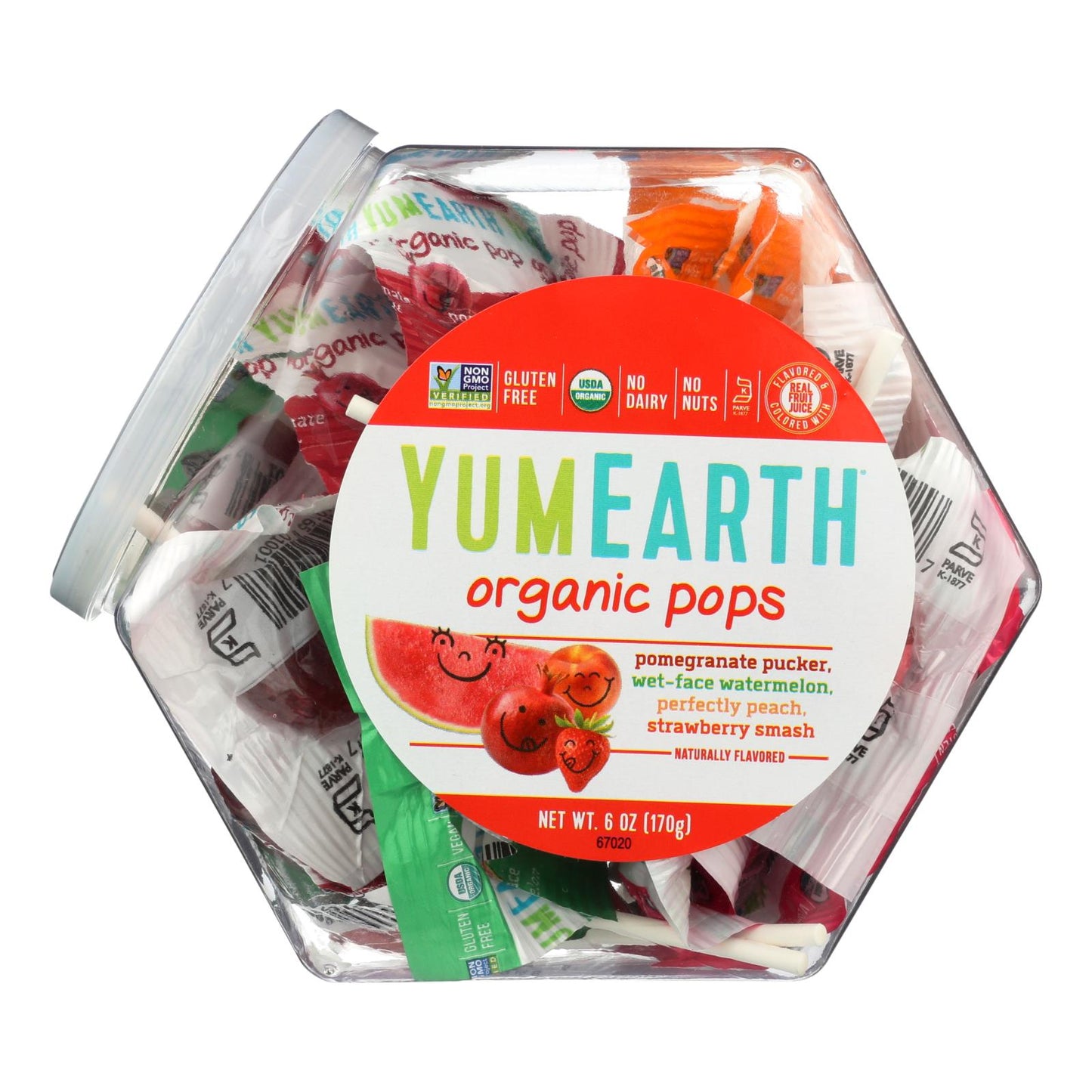 Piruletas orgánicas Yummy Earth, surtido, en caja personal, 6 oz, caja de 10