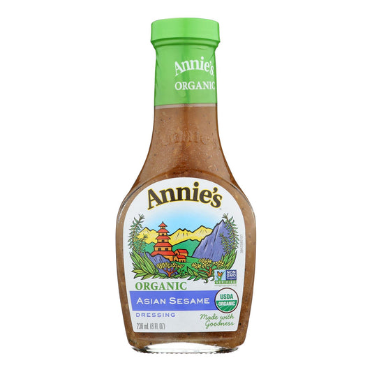 Aderezo orgánico Annie's Naturals con sésamo asiático - Caja de 6 - 8 fl oz.