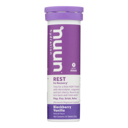 Nuun Hydration - Tableta para beber Rest Blkbry Vanilla - Caja de 8 - 10 tabletas