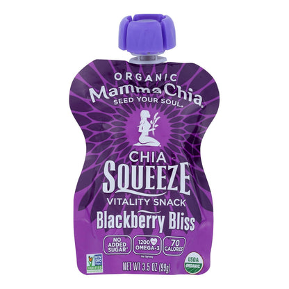 Mamma Chia Squeeze Vitality Snack - Blackberry Bliss - Case Of 16 - 3.5 Oz.