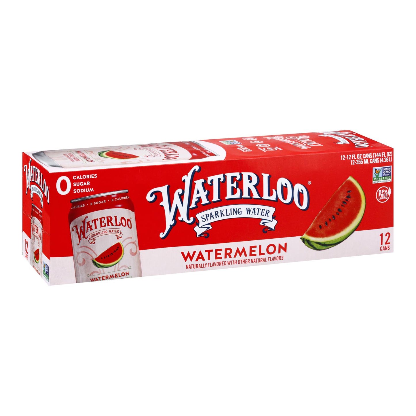 Agua con gas de sandía de Waterloo - Caja de 2 - 12/12 Fz