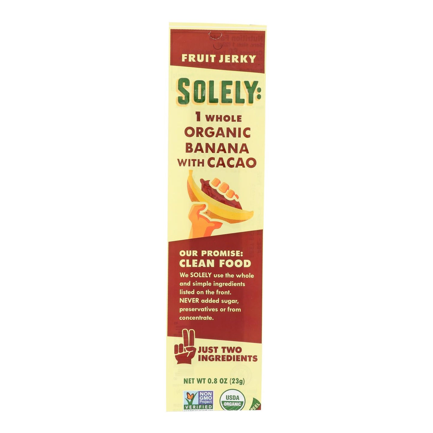 Solely Fruit - Cecina de frutas con sabor a plátano y coco - Caja de 12 - 0,8 oz