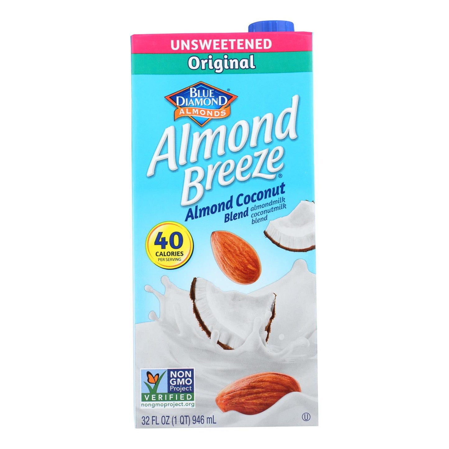 Almond Breeze - Leche de almendras y coco - Sin azúcar - Caja de 12 - 32 fl oz.