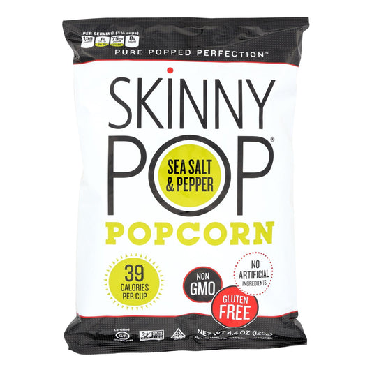 Palomitas de maíz Skinnypop Skinny Pop - Sal marina y pimienta negra - Caja de 12 - 4.4 oz.