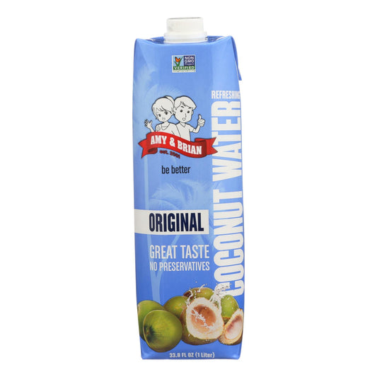 Amy y Brian - Agua de coco - Original - Caja de 6 - 33,8 fl oz.