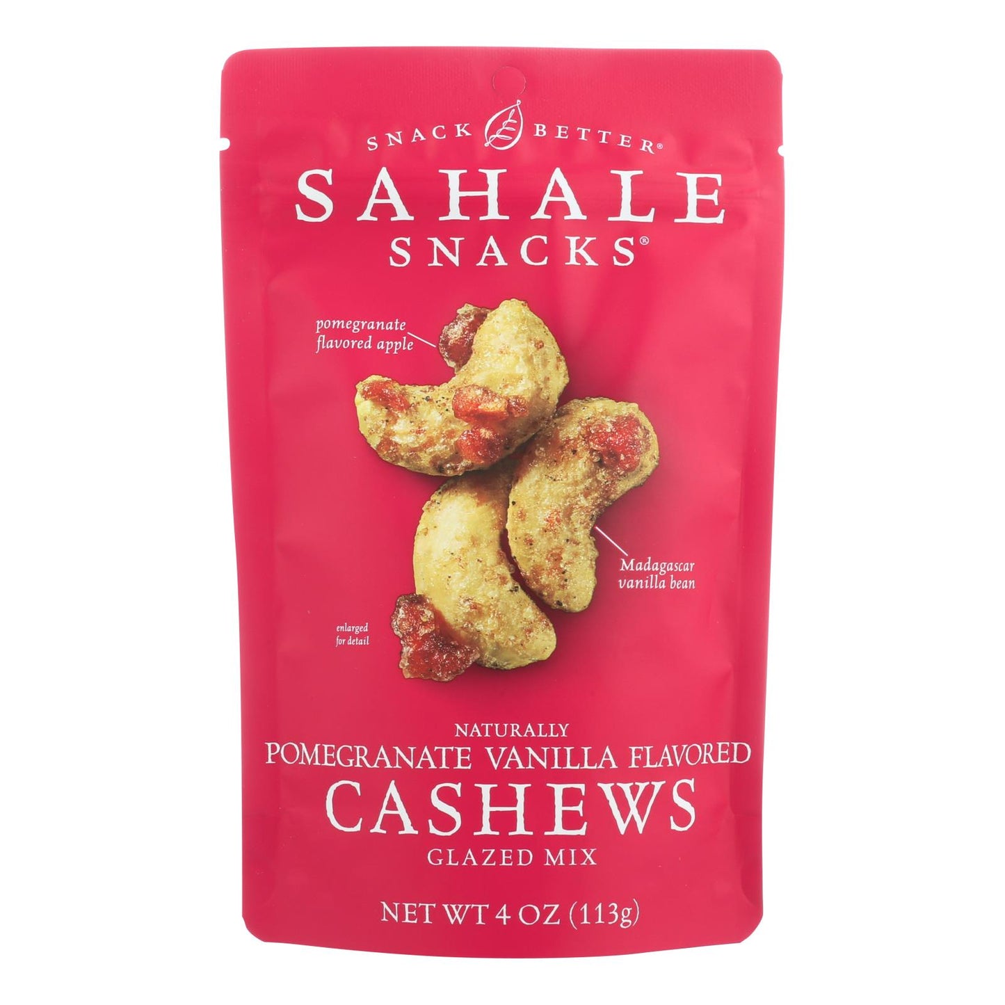 Sahale Snacks 腰果釉面坚果 - 石榴和香草 - 6 件装 - 4 盎司。