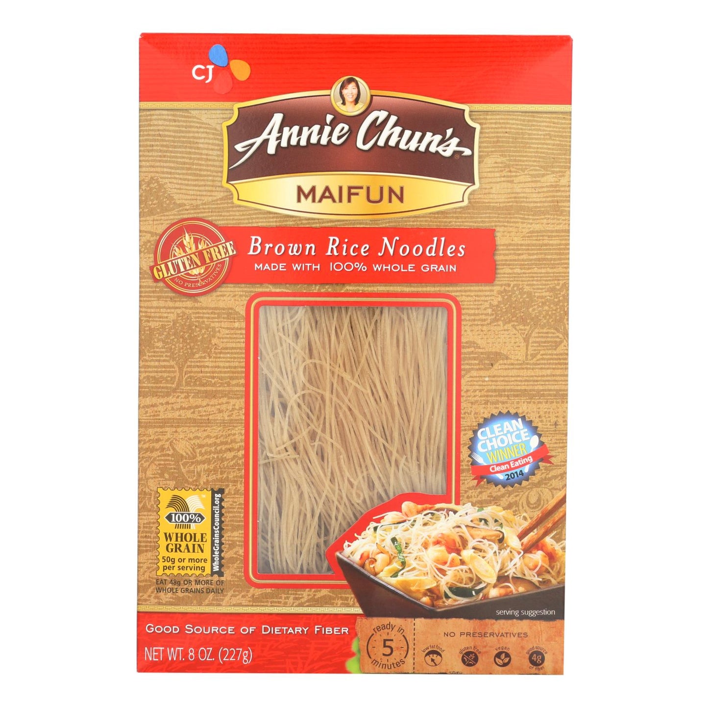 Fideos de arroz integral Maifun de Annie Chun - Caja de 6 - 8 oz.