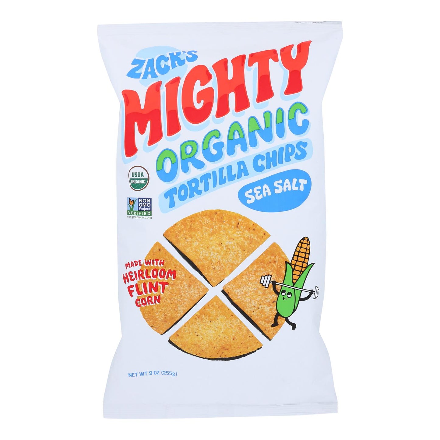 Zack's Mighty - Tort Chips Ss Flnt Corn - Caja de 9 - 9 oz