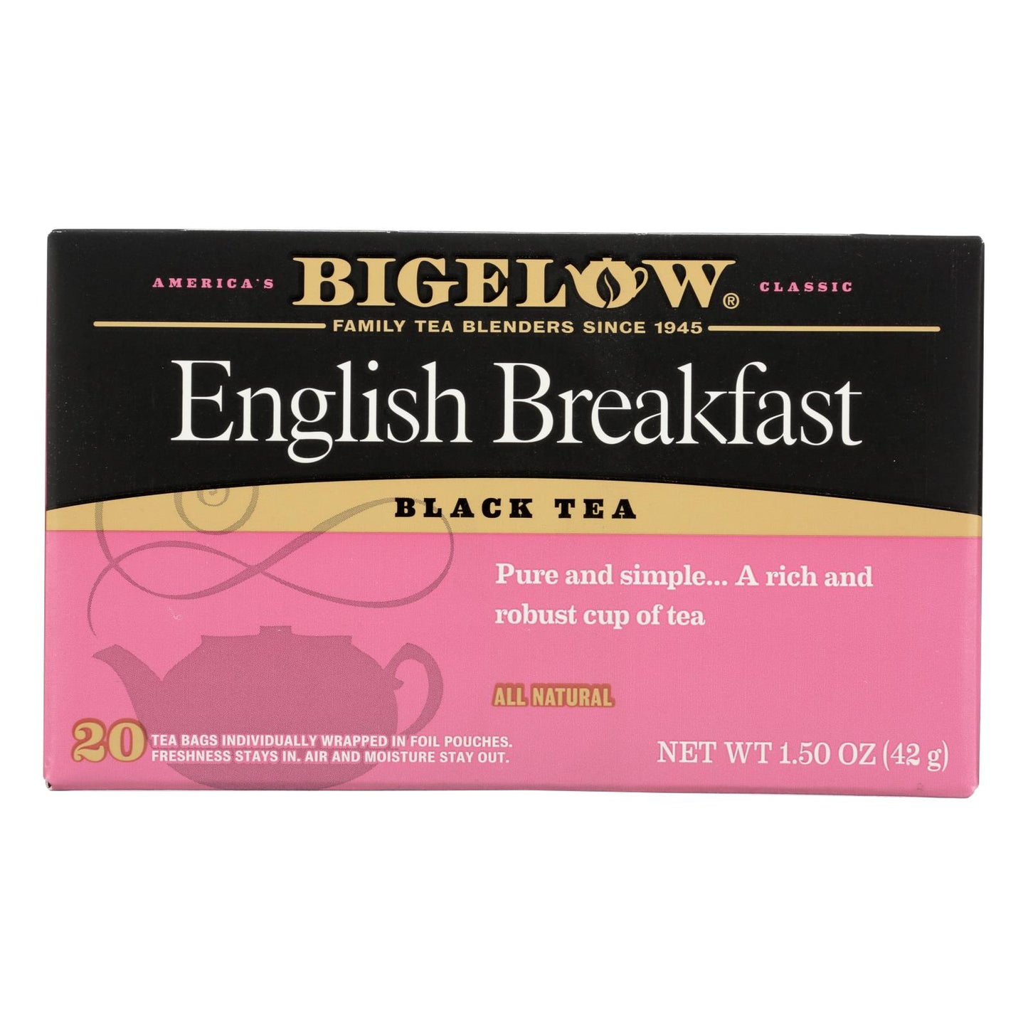 Té negro Bigelow Tea English Breakfast - Caja de 6 - 20 bolsitas