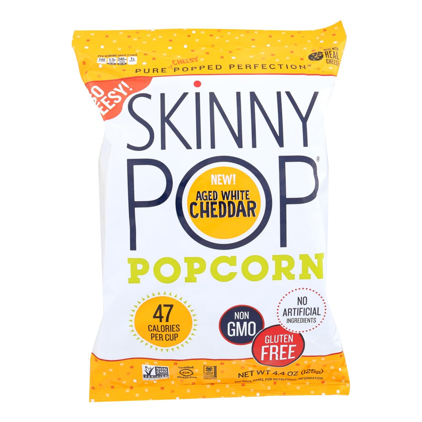 Palomitas de maíz Skinnypop con queso cheddar blanco añejo, caja de 12, 4,4 oz