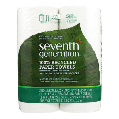 Seventh Generation 再生纸巾 - 白色 - 12 张/箱 - 140 张