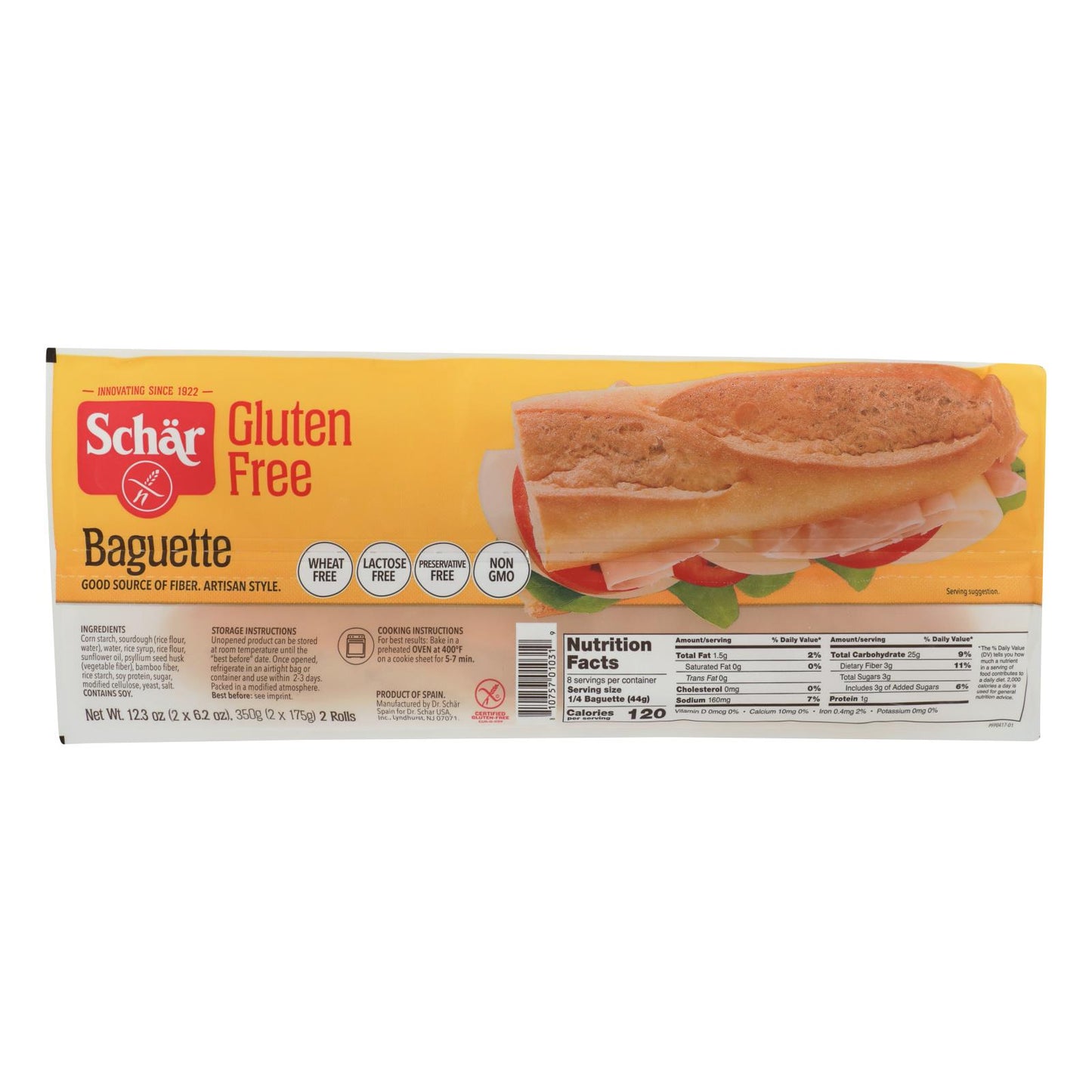 Baguettes Schar sin gluten - Caja de 6 - 12,3 oz.