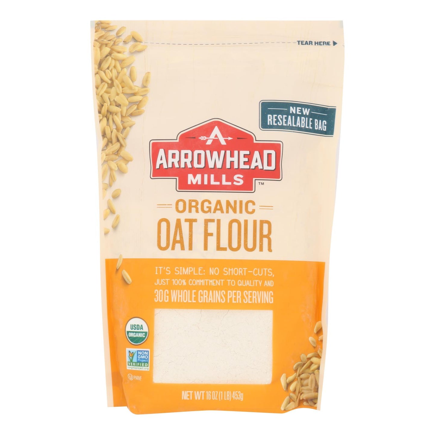 Arrowhead Mills - Harina de avena orgánica - Caja de 6 - 16 oz.