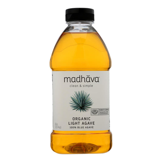 Néctar de agave y miel Madhava, orgánico, ligero, caja de 4, 46 oz