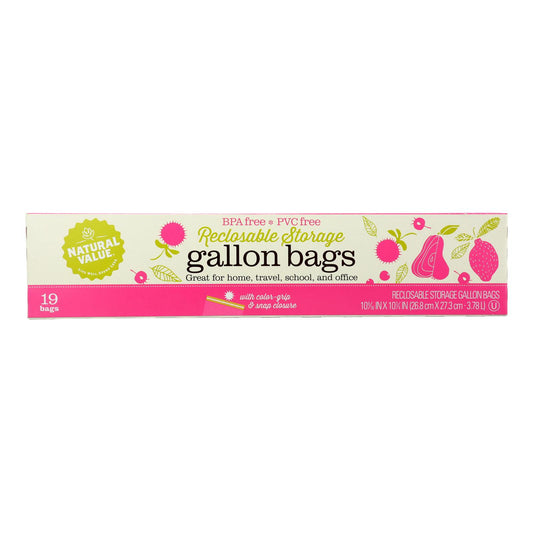 Natural Value - Bolsas de almacenamiento reutilizables, caja de 12, 19 unidades