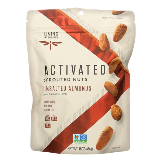 Living Intentions Almonds - Sprouted - Unsalted - 16 Oz - Case Of 4