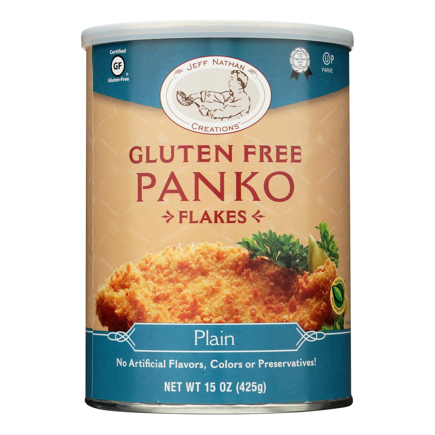 Migas de pan Jeff Nathan Creations - Hojuelas de panko - Sencillas - Sin gluten - 15 oz - Caja de 12