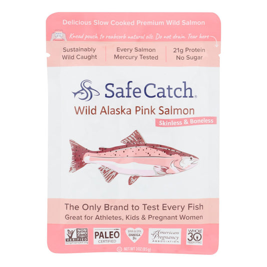 Safe Catch - Salmón rosado silvestre de Alaska - Caja de 12 - 3 oz