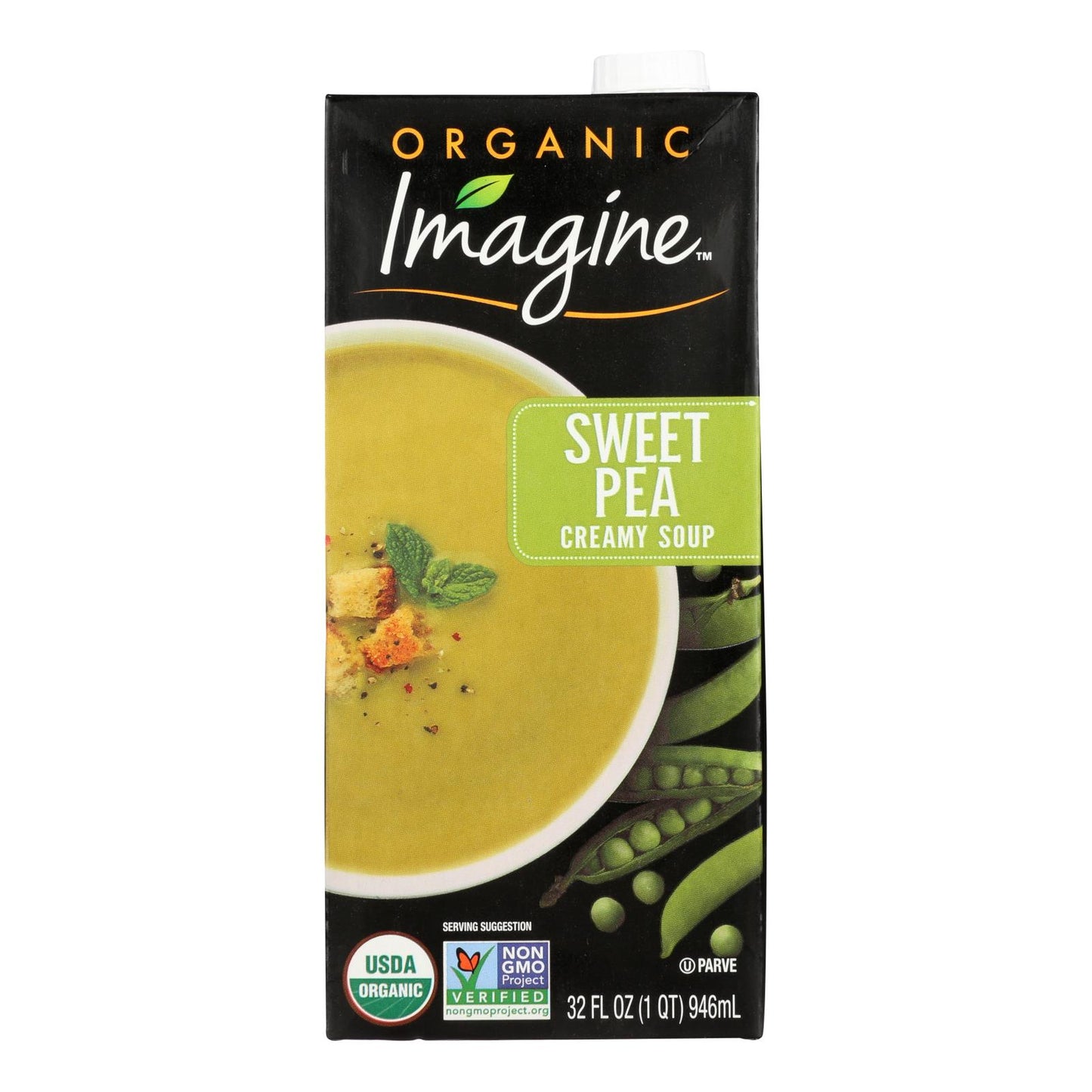 Imagine Foods Sopa cremosa de guisantes dulces - Orgánica - Caja de 12 - 32 oz.