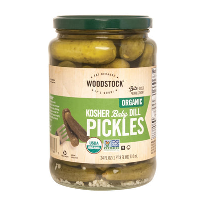 Woodstock Organic Kosher Baby Dill Pickles - Case Of 6 - 24 Oz